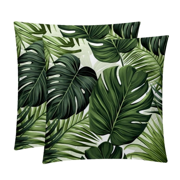 Tropical Jungle Palm Leaves Pillow Covers Inserts Set of 2, Bed Pillow with Unique Patterns,for Home and Office Decor, Available in 16x16, 18x18, and 20x20 Inches