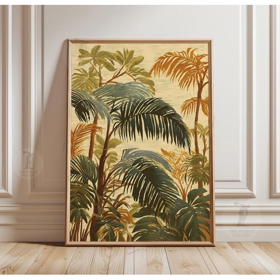 Tropical Jungle Palm Tree Vintage Botanical Exotic Leaf Wall Art, Stylish Botanical Theme For Home And Gallery Wall Decor