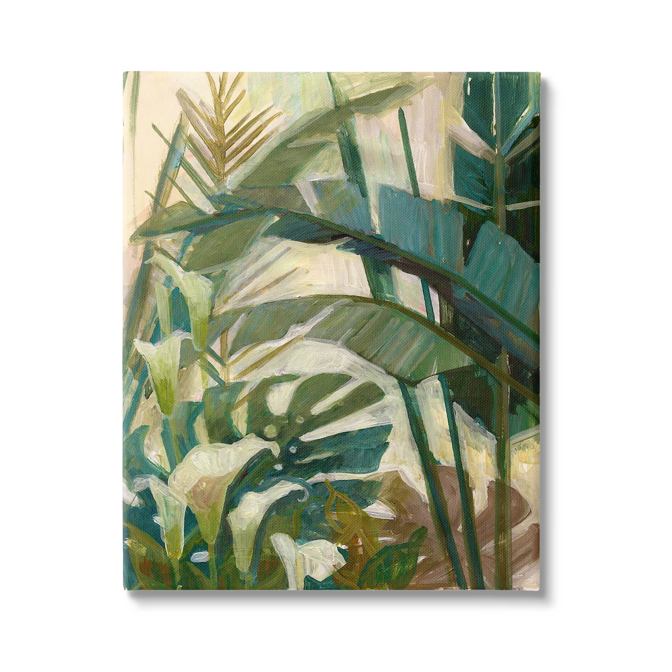 Tropical Jungle Plant Leaves Botanical & Floral Graphic Art Gallery Wrapped Canvas Print Wall Art