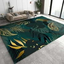 Tropical Jungle Plants Washable Area Rugs, Rainforest Botanical Green Monstera Palm Leaf Neutral Rug, Soft Comfy Non-Slip Carpet for Dorm Study Room Decor Mats 2ft x 3ft