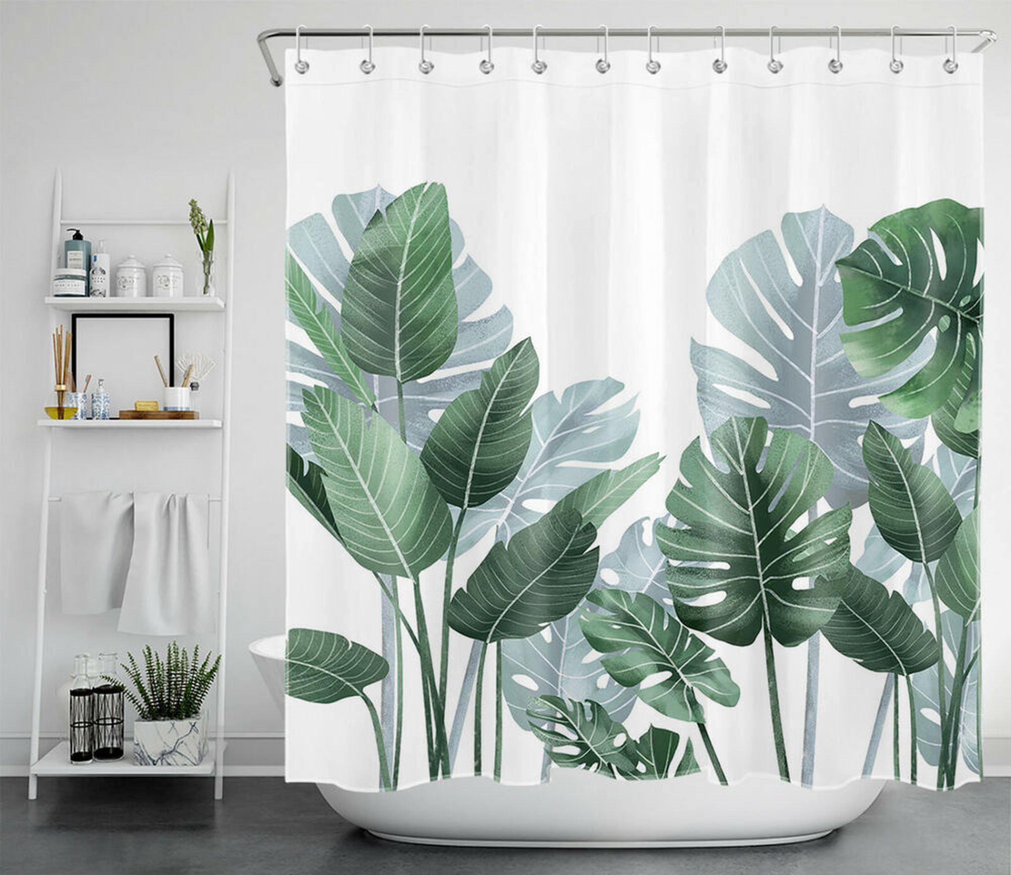 Tropical Jungle Shower Curtain Vibrant Palm Leaf Bathroom Decor