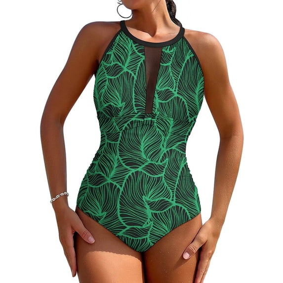 Tropical Jungle Swimsuit Flowers Art Push Up Swimwear One Piece Surfing Bathing Suit Swimsuits Sexy Printed Beachwear Large Size
