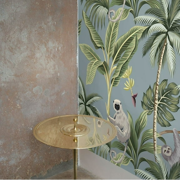 Tropical Jungle Wallpaper Grey