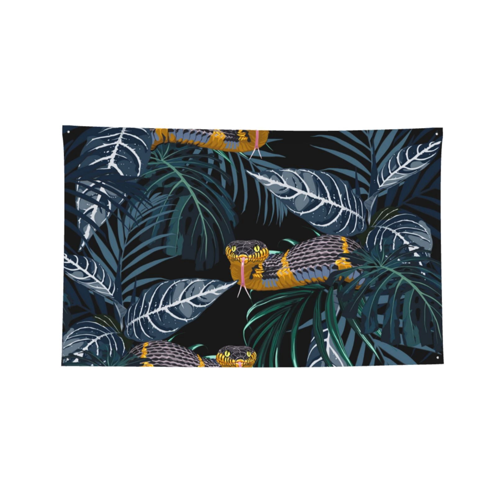 Tropical Jungle Yellow Snake Four Hole Decorated Banner Flag for Garden Yard Home Decoration Indoor Outdoor 4x6 Ft