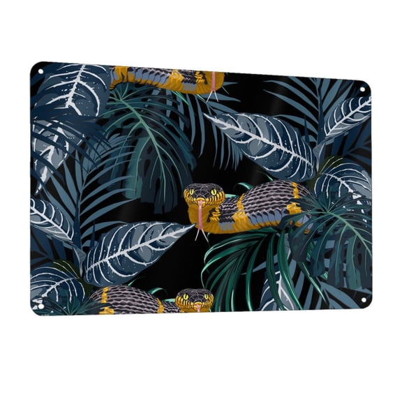 Tropical Jungle Yellow Snake Metal Tin Sign Wall Decor for Home Bars Restaurants Cafes Store Pubs Sign Gift 12 X 8 Inch