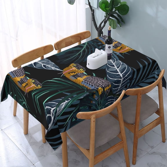 Tropical Jungle Yellow Snake Rectangular Tablecloth 54"x 72" Waterproof Rectangle Table Cover Cloth for Kitchen Dining Room Picnic Home Party