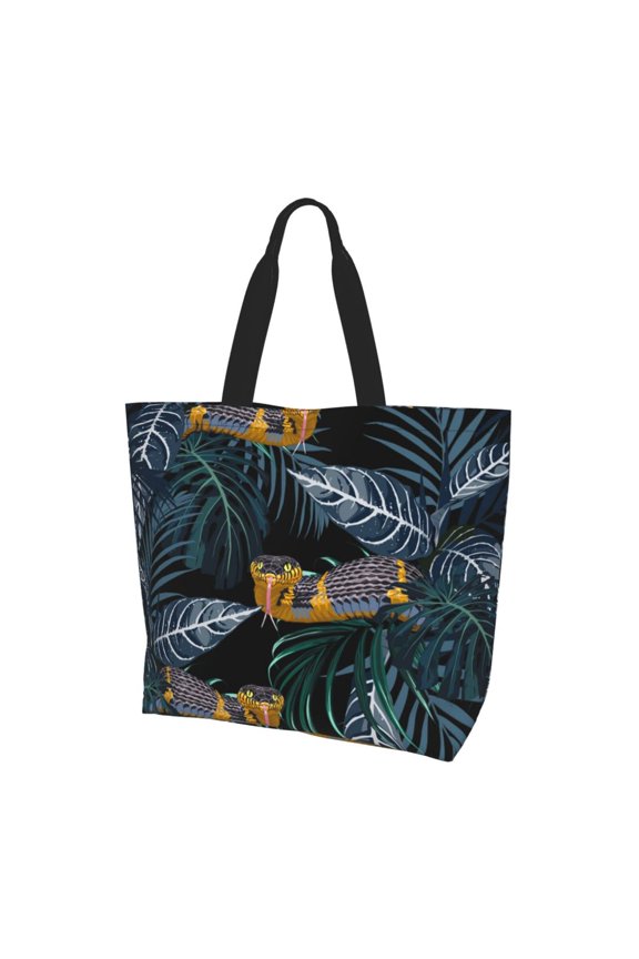 Tropical Jungle Yellow Snake Women Reusable Bag Large Shoulder Handbag Top Handle Purse Tote