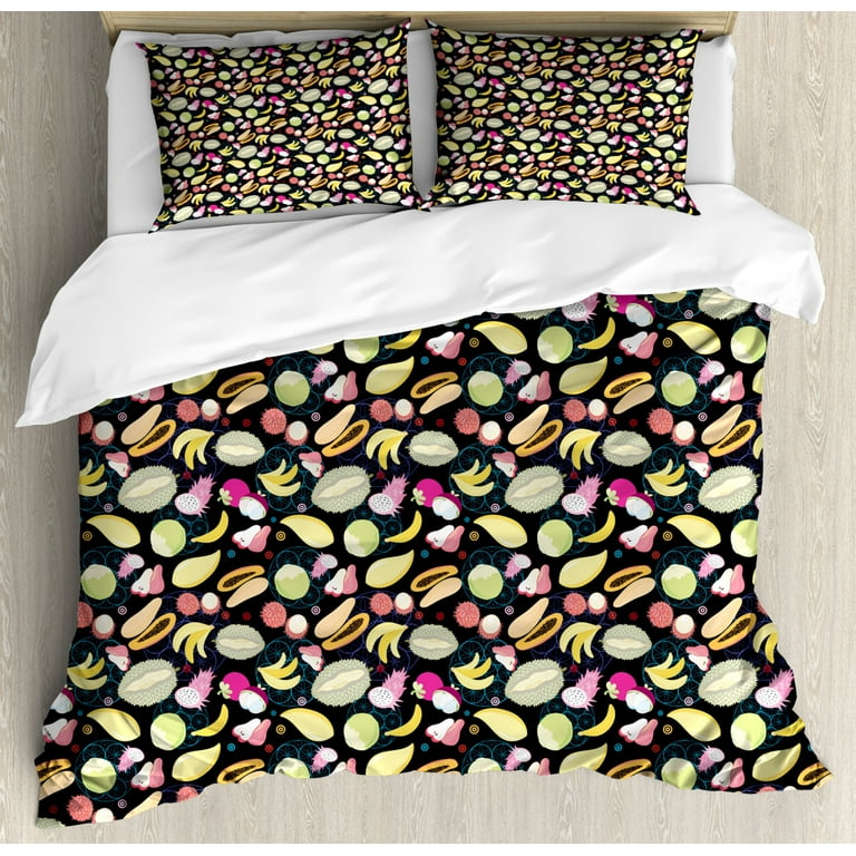 Tropical King Size Duvet Cover Set, Graphic Pattern of Tropical