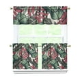 thumbnail image 1 of Tropical Kitchen Curtains Set with Palm Tree and Bright Flower Print, 27.5x24 Inch Polyester 3 Piece Drapes for Seasonal Décor, 1 of 6