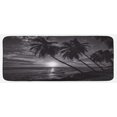 thumbnail image 1 of Tropical Kitchen Mat, Coconut Palm Trees on Beach Bend by the Wind Horizon over the Sea Picture, Plush Decorative Kitchen Mat with Non Slip Backing, 47" X 19", Black and White, by Ambesonne, 1 of 1