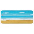 thumbnail image 1 of Tropical Kitchen Mat, Illustration of a Sandy Beach with Calm Ocean and Sky Countryside, Plush Decorative Kitchen Mat with Non Slip Backing, 47" X 19", Sand Brown Sky Blue, by Ambesonne, 1 of 1