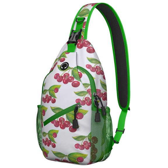 Tropical Kiwi Fruit Print Travel Sling Backpack, Lightweight and Durable Crossbody Bag with Green Kiwi Slices Pattern, Multi-Layer Storage and Fashionable Design for Kiwi Lovers