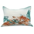 thumbnail image 1 of Tropical Knitted Quilt Pillowcover, Exotic Orchids Blossom Leaves on Blurred Background Floral Themed Modern Art, Standard King Size Pillow Cover for Bedroom, 30" x 20", Orange and Teal, by Ambesonne, 1 of 2