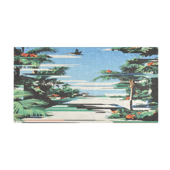 Tropical Landscape Art 39x20" Bath Mat Carpet, Absorbent and Non-Slip for Kitchen or Bathroom, Quick-Drying