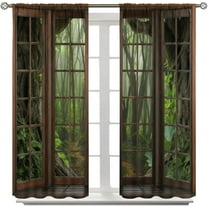 Tropical Landscape Blackout Curtains, Green Jungle Trees Decorating Mysterious Tropical Woodland, Bedroom Living Room Curtains84X84 Inch