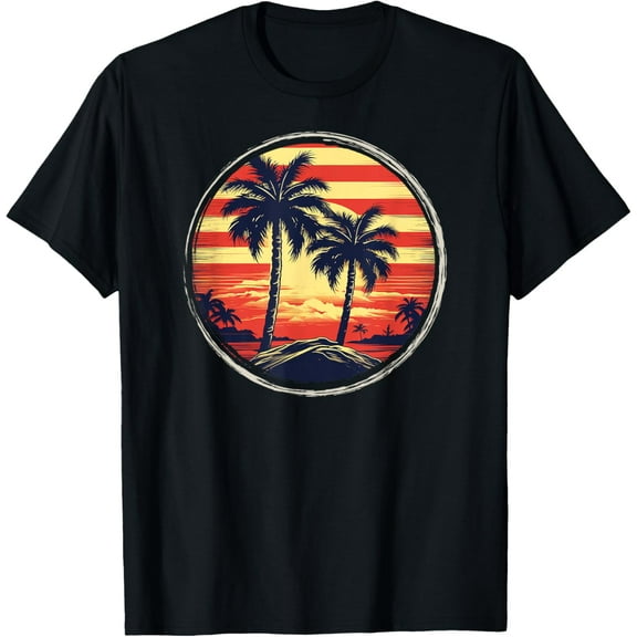 Tropical Landscape Palm Trees Stylish Design T-Shirt