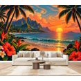 Tropical Landscape Sunset Wallpaper Mountains Exotic Plants island ...