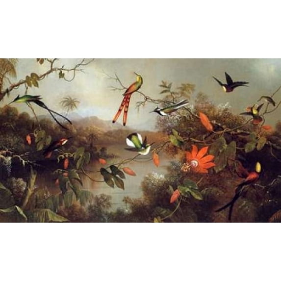 Tropical Landscape With Ten Hummingbirds Poster Print by Martin Johnson Heade (24 x 36)