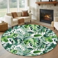 thumbnail image 1 of Tropical Large Round Rug 8 FT, Non Slip Living Room Area Carpet, Green Palm Leaf Summer Plant Washable Soft Circle Rug Non-Shedding Floor Carpet for Bedroom Office Dining Room, 1 of 9