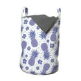 thumbnail image 1 of Tropical Laundry Bag, Pineapples on a Hibiscus and Dots Background Flourishing Hawaiian Summer, Basket with Handles Drawstring Closure for Laundromats, 13" x 19", Lavender and Purple, by Ambesonne, 1 of 4