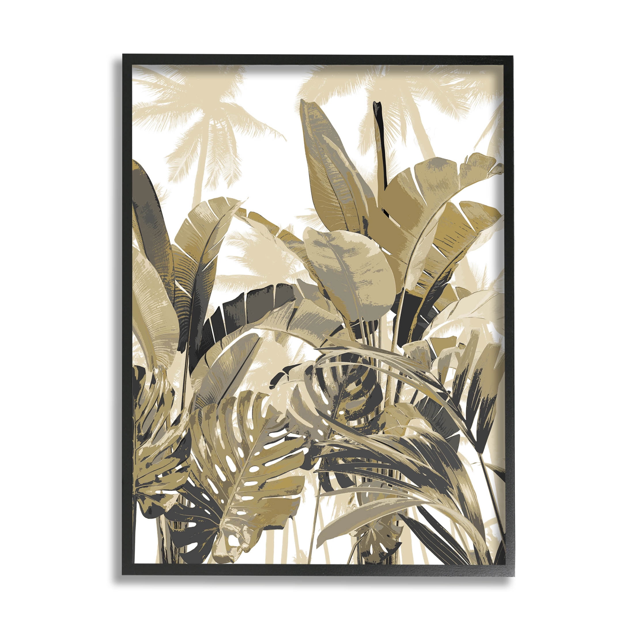 Tropical Layered Summer Palms Botanical & Floral Graphic Art Black Framed Art Print Wall Art