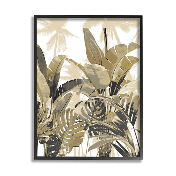 Tropical Layered Summer Palms Botanical & Floral Graphic Art Black Framed Art Print Wall Art