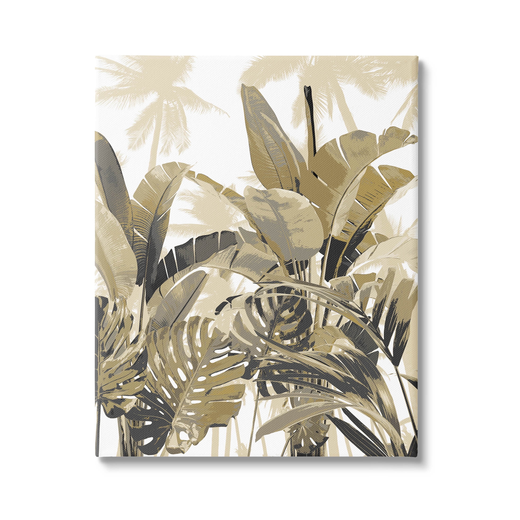 Tropical Beige and Gray Botanical Canvas Wall Art, 16 x 20