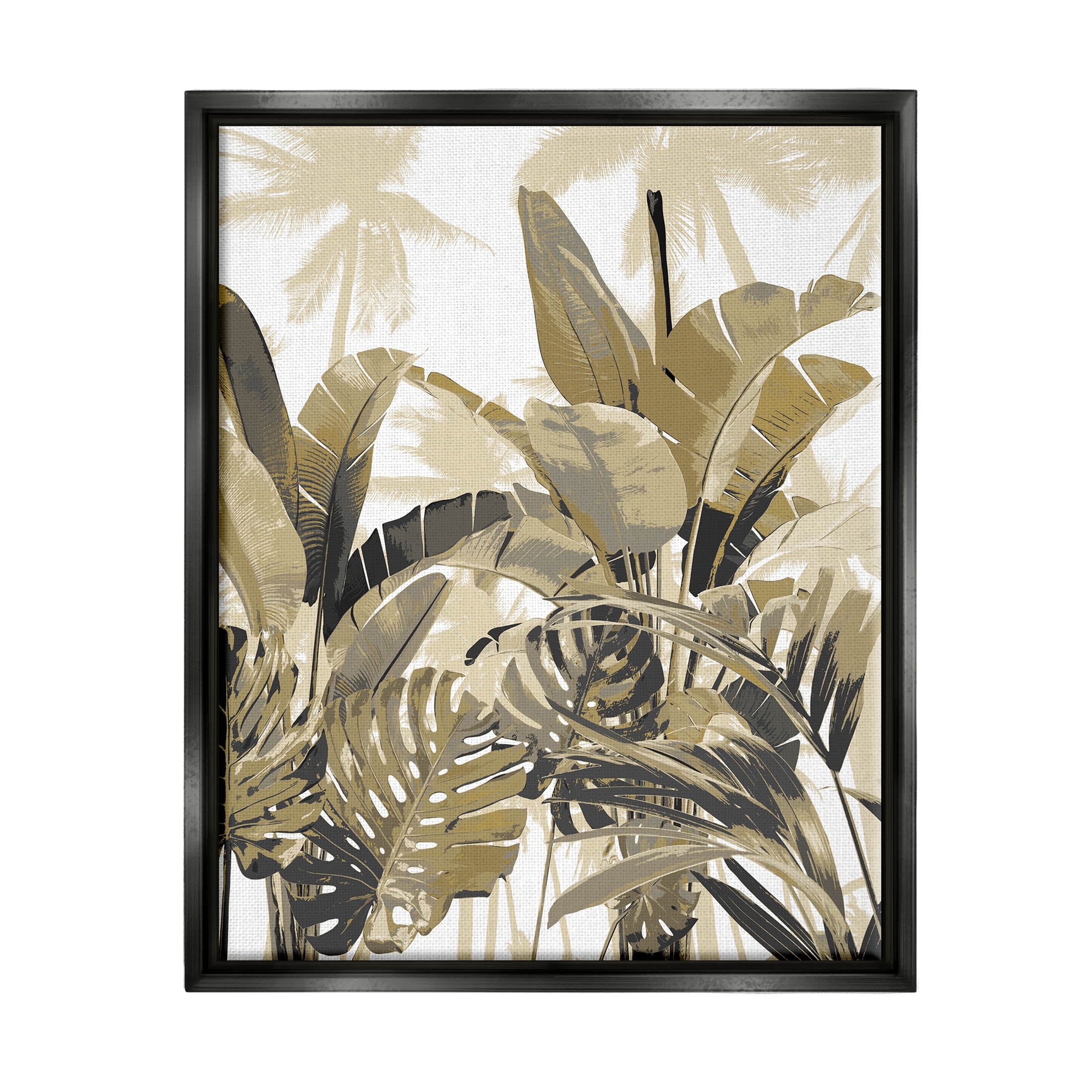 Tropical Layered Summer Palms Botanical & Floral Graphic Art Jet Black Framed Art Print Wall Art