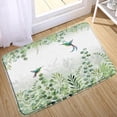 thumbnail image 1 of Tropical Leaf Bathroom Rug Green Palm Leaf Bath Mat Botanical Floral Hummingbird Rug Bathroom Decoration, 1 of 5
