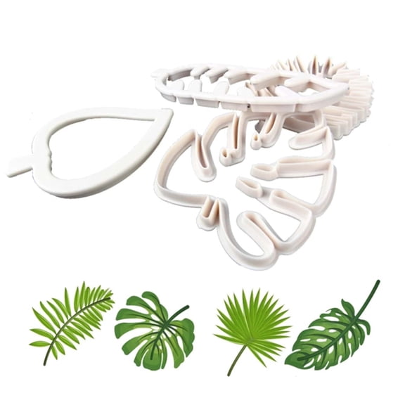 Tropical Leaf Cookie Cutter Set (4 Unique Shapes) - Plastic Fondant Tool for Creative Baking, Cake & Pastry Decorations, Durable Home Baking Essential