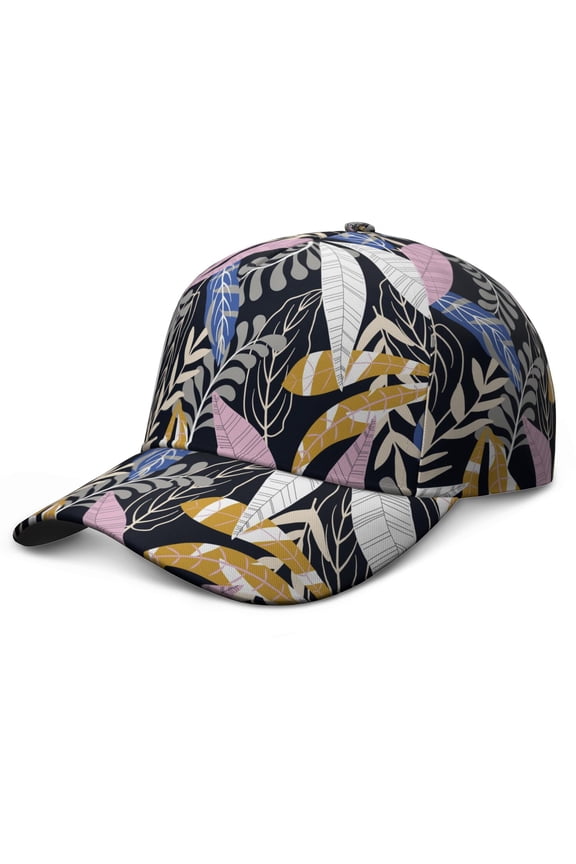 Tropical Leaf Dad Hat, Washed Unstructured Cap with Comfortable Fit, Hawaiian Floral Aloha Design Adjustable Hat for Summer Beach Vacation and Outdoor Sports