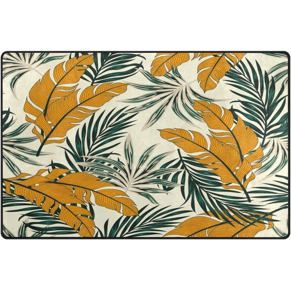 Tropical Leaf Hawaiian Area Rugs Colorful Large Non-Slip Floor Matative Carpets Doormat for Kitchen Living Dining Dorm Playing Room Bedroom 31 x 20inch Home Decor