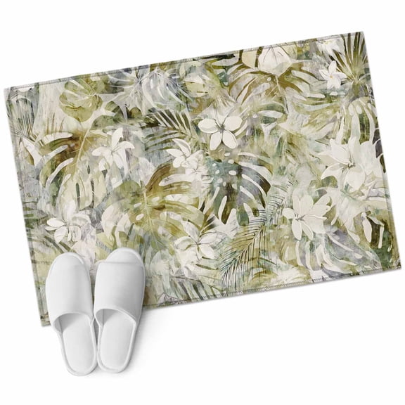 Tropical Leaf Large Area Rugs for Bedroom Living Room, Soft Non Slip Carpet Bedside Rug, Palm Leaves Plants Vintage Spring Green Rectangular Floor Cover Kitchen Accent Rug 2'x3' for Office