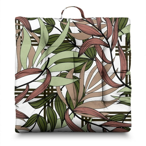 Tropical Leaf Meditation Cushion for Adults - Soft Skin-Friendly Fabric with Summer Palm Inspired Pattern