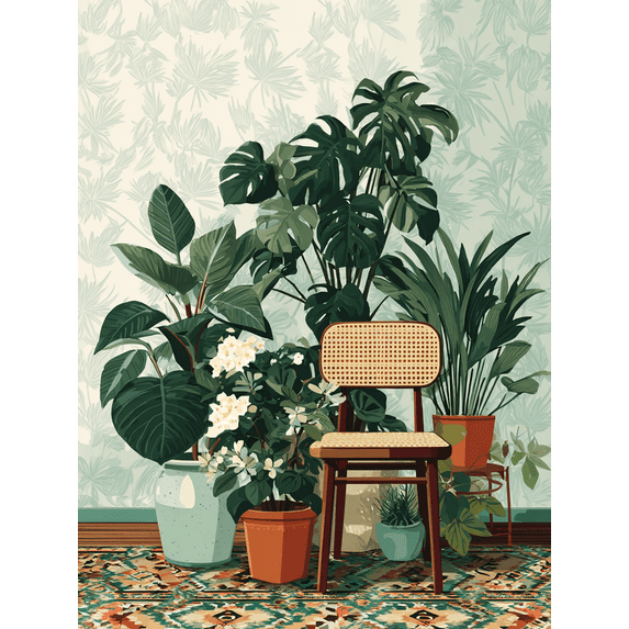 Tropical Leaf Monstera Potted Canvas Print, Suitable for Living Room, Bedroom, Office, Cafe, Nursery