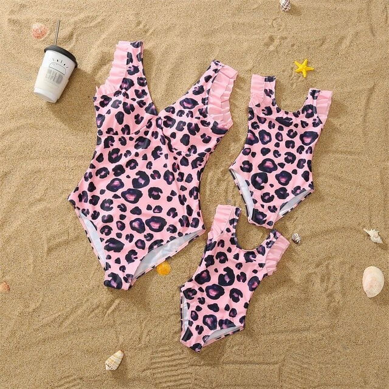 Tropical Leaf Mother Daughter Matching Swimsuits Family Look Beach