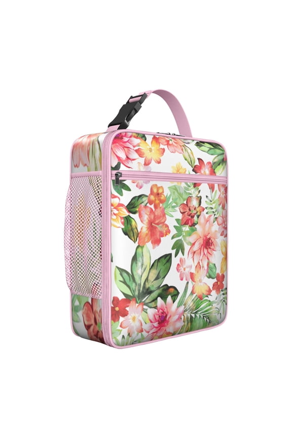 Tropical Leaf Palm Insulated Lunch Bag – Hawaiian Floral Aloha Tropical Plant Jungle Leaves Colorful Exotic Beach Vacation Palm Inspired Leafy Summer Vibrant Retro Botanical Tote