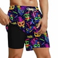 thumbnail image 1 of Tropical Leaf Print 2 in 1 Swim Shorts for Men Drawstring Waist Performance Bottoms Quick-Dry Beach Trunks with Built-in Compression Liner Summerwear, 1 of 5