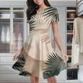 thumbnail image 1 of Tropical Leaf Print Art Women's Classic Swing Skater Dress Casual Work Party Cocktail Dresses, 1 of 6