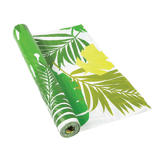 Tropical Leaf Printed Plastic Table Roll - Party Supplies - 1 Piece