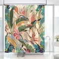 thumbnail image 1 of Tropical Leaf Shower Curtain, Palm Shower Curtain, Colourful Leaves Shower Curtain Set Waterproof Bath Curtain Spring Summer Bathroom Decor with 12 Hooks, 72x72 inches, 1 of 5