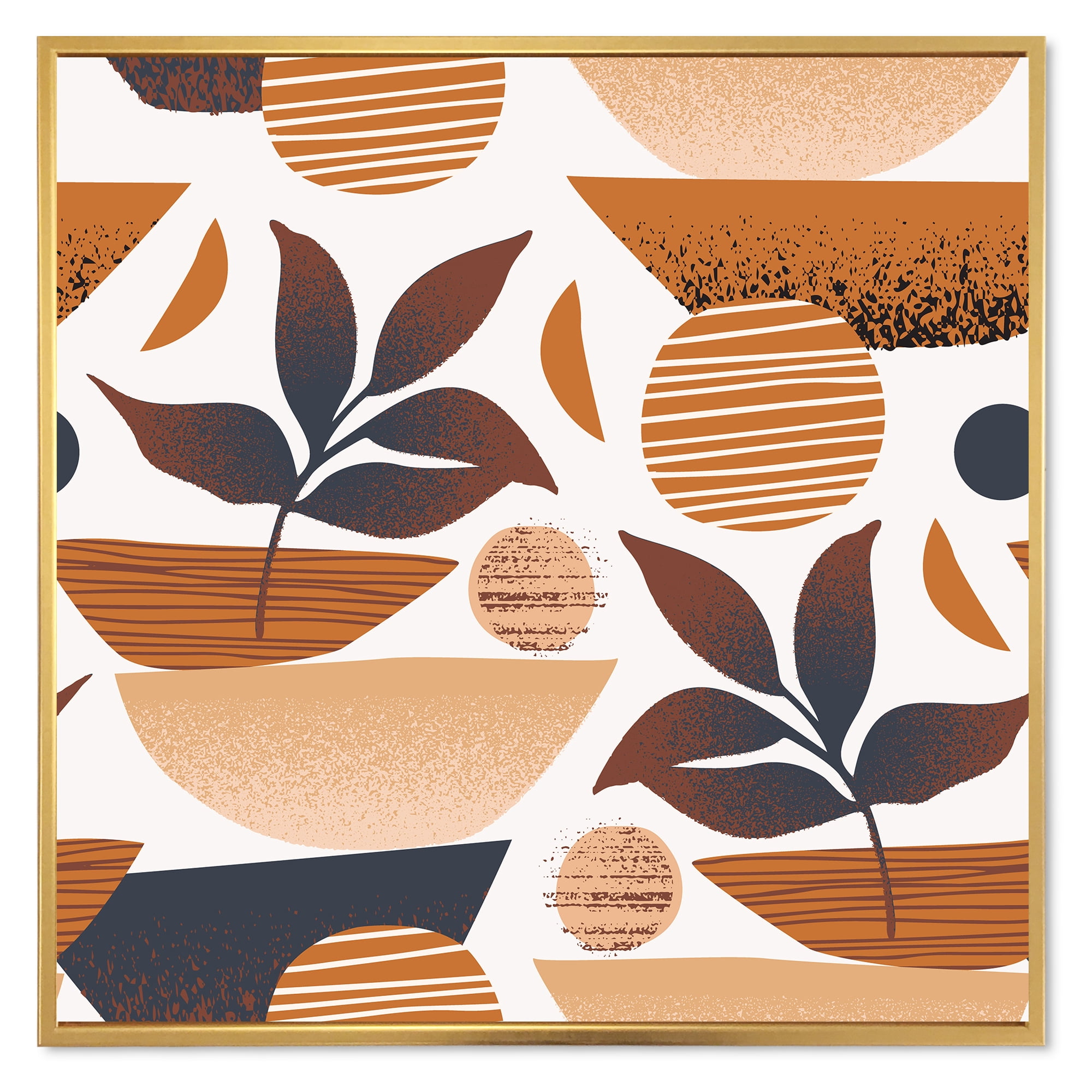 Tropical Leaf Silhouettes and Shapes on White 16 in x 16 in Framed Painting Canvas Art Print, by Designart