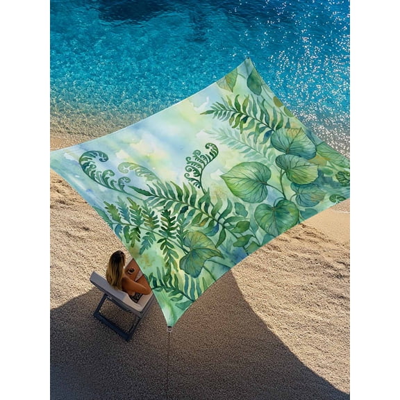 Tropical Leaf Sun Shade Sail 6.5' x 10', Summer Ferns Monstera Watercolor Plant Rectangle Outdoor Sunshade Canopy, Waterproof UV Block Patio Covers for Garden Yard Beach
