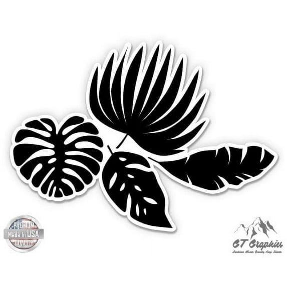 Tropical Leaves - 12" Vinyl Sticker Waterproof Decal