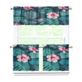 thumbnail image 1 of Tropical Leaves 3-Piece Kitchen Curtains Set Kitchen Curtains Sets with Valance for Windows Rod Pocket Machine Washable Kitchen Decor Decorations (54"x18"+2x27.5"x24"), 1 of 6