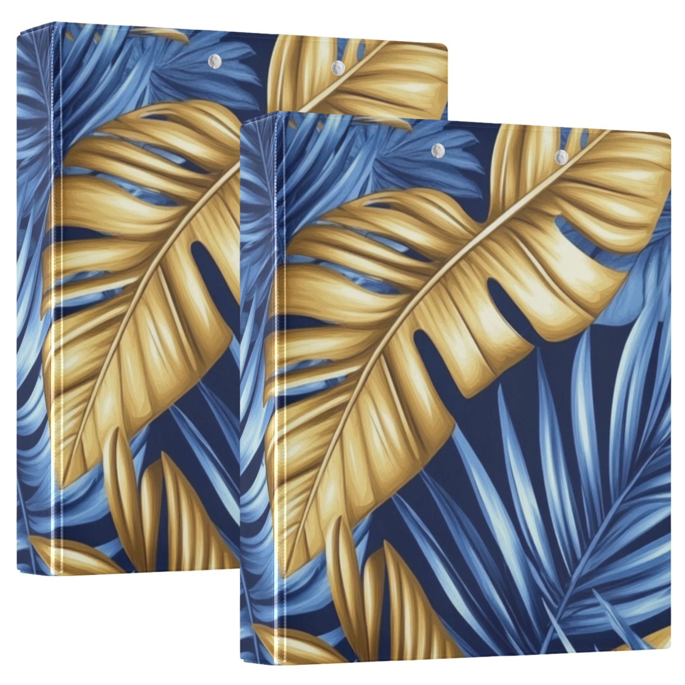 Tropical Leaves 3 Ring Binders 1.5 inch Hardcover File Folders with Interior Pockets A4 Size Organizer for School Office Hospital