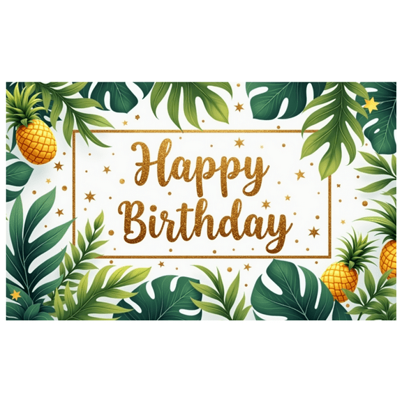 Tropical Leaves Birthday Banner Pineapple Decoration Banner for Summer Party Tropical Birthday Celebration Outdoor Event