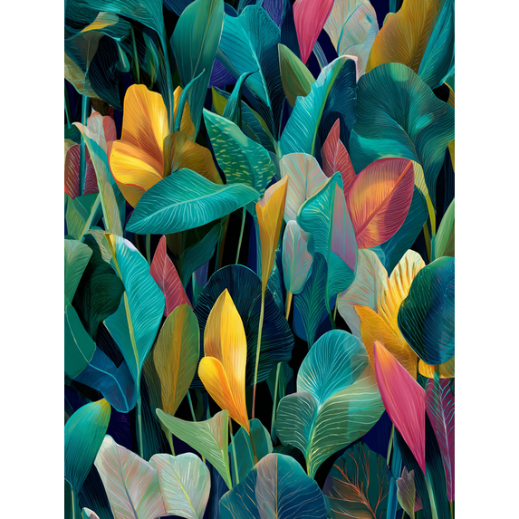 Tropical Leaves Canvas Print, Botanical Art for Living Room, Office, Hotel, Restaurant