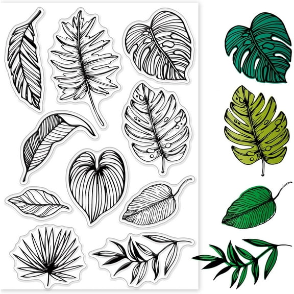 Tropical Leaves Clear Stamps for DIY Scrapbooking Summer Monstera Leaves Background Silicone Clear Stamp Seals DIY
