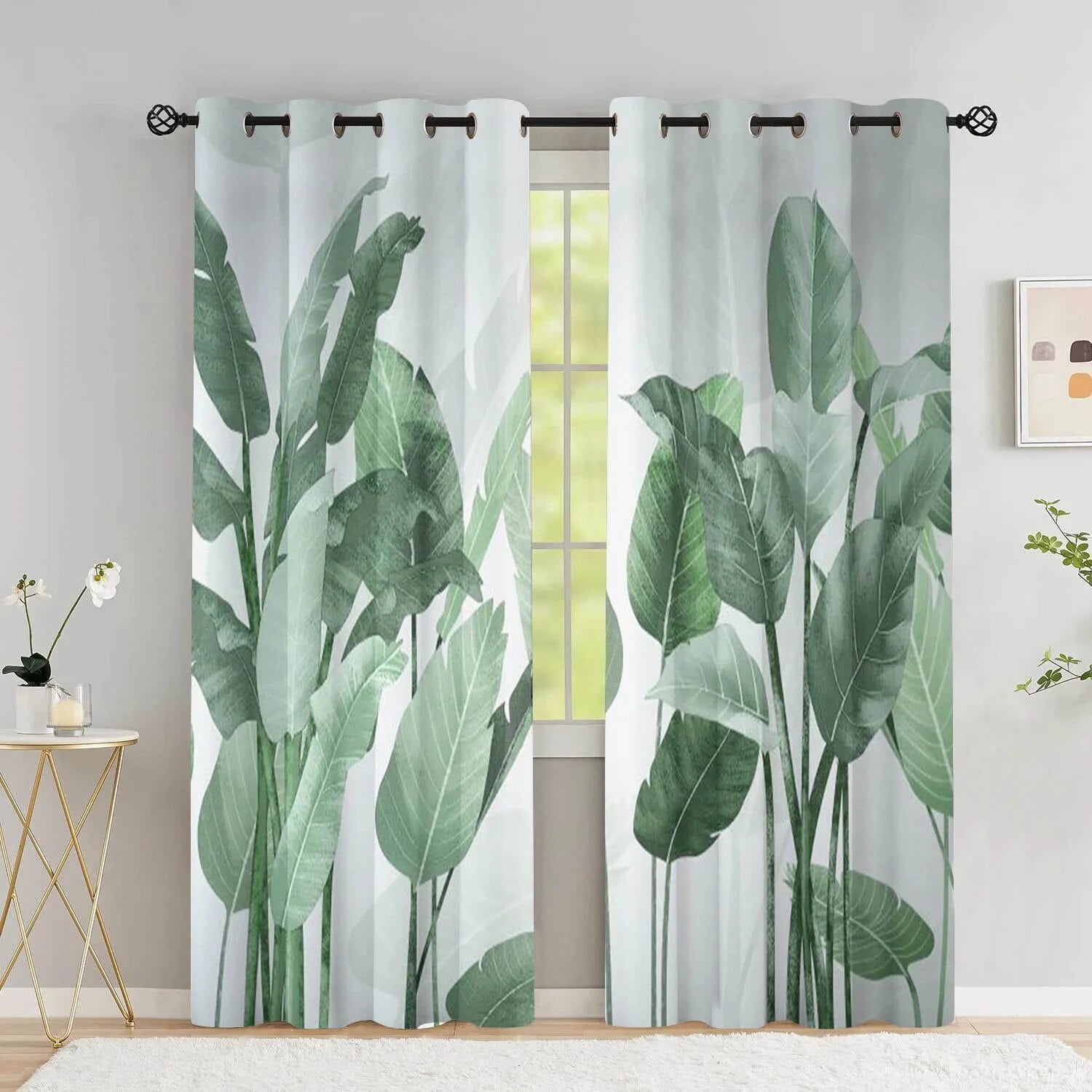 Tropical Leaves Curtains For Living Room Luxury Summer Palm Tree Banana Leaf Window Thick